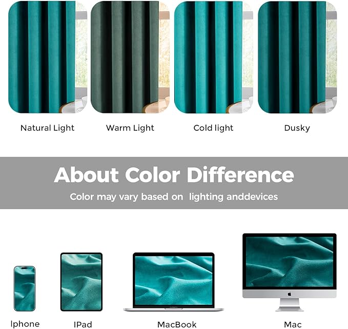 Pinch Pleated 100% Blackout Curtains for Bedroom, Teal Velvet Curtains for Living Room, Black Out Curtain 84 inch Long Room Darkening, Blackout Pinch Pleat Drapes with Hooks 2 Panels