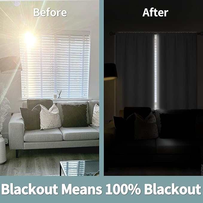 BGment White Blackout Curtains for Living Room, Thermal Insulated Full Room Darkening Window Curtains Noise Cancelling Privacy Rod Pocket Curtains Drapes 80 Inch Length, 2 Panels, 52 Wide, Pure White