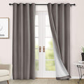 Macochico 100% Blackout Chenille Curtains Thermal Insulated Noise Reducing Velvet Draperies for Living Room Bedroom Hotel Stone Grey Blackout Curtains Grommet Top with Tieback 84" Wx84 L 1 Panel