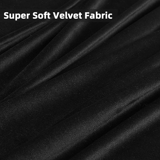 Joydeco Velvet Curtains 108 inch 1 Panel, Long Luxury Black Blackout Thermal Insulated Rod Pocket Window Curtains, Super Soft Room Darkening Drapes for Living Room Bedroom, W100 x L108 Inch, Black