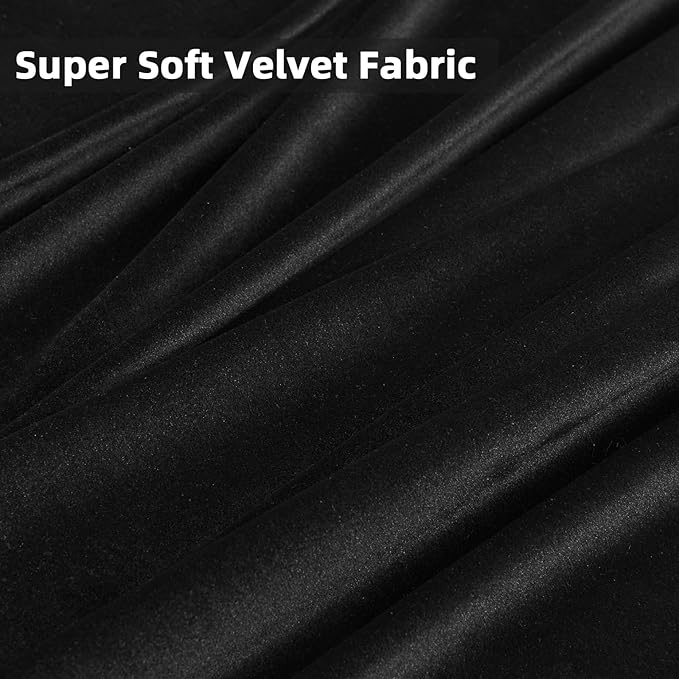 Joydeco Black Velvet Curtains 84 inch Length 2 Panels, Luxury Blackout Rod Pocket Thermal Insulated Window Curtains, Super Soft Room Darkening Drapes for Living Dining Room Bedroom,W52 x L84 inches