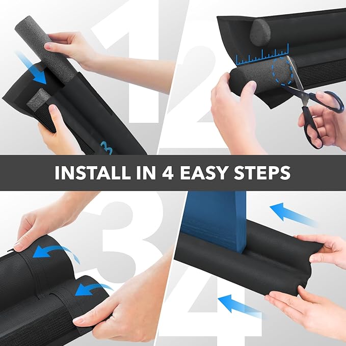 Everlasting Comfort 2 Sided Under Door Draft Stopper for Bottom of Doors - Quick Install, Keeps Heat In & Cold Air Out - Sound Proofing Foam Strip Gap Filler, Noise Blocker for Interior -Fits 30"-36"W