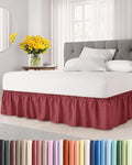 Wrap Around Dust Ruffle Bed Skirt - Burgundy - for Queen Size Beds with 15 Inch Drop - Elastic Strap - Adjustable Pleated Bedskirt with Brushed Fabric and Wrinkle Free - for Women, Men, Kids & Teens