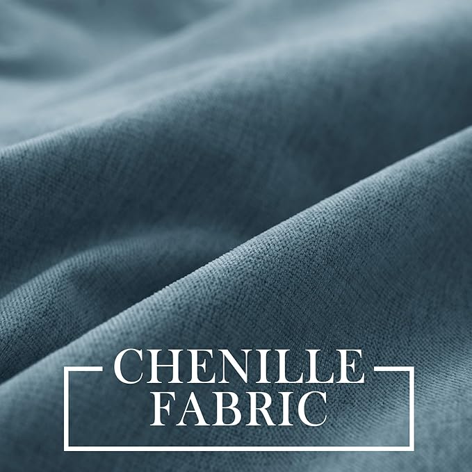 Macochico Extra Wide 100% Blackout Chenille Curtains 100" Wx96 L Thermal Drapes for Sliding Door Living Room Bedroom Auditorium Hotel Teal Blue Curtains Grommet Top with Tieback Classic 1 Panel