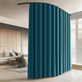Room Divider Curtains with Ceiling Curtain Track Set Window Curtain for Bedroom,Living Room Total Blackout Thermal Insulated Privacy Ceiling Track Curtain W 12 × H 8 FT Azure Blue drape&Black track
