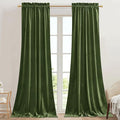 StangH Christmas Home Decor Moss Green Blackout Velvet Curtains 90 inches, Elegant Rod Pocket Thermal Insulated Thick Room Divider Curtains for Living Room, W42 x L90, 2 Panels
