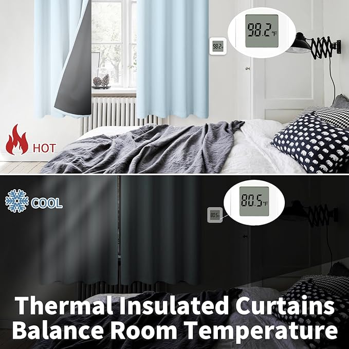 BGment Baby Blue 100% Blackout Curtains for Nursery Bedroom 84 Inch Length 2 Panels, Thermal Insulated Full Light Blocking Grommet Noise Cancelling Window Curtains for Kids Room, 42 Inch Wide Each