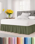 Wrap Around Dust Ruffle Bed Skirt - Sage Green - for Full Size Beds with 12 Inch Drop - Elastic Strap - Adjustable Pleated Bedskirt with Brushed Fabric and Wrinkle Free - for Women, Men, Kids & Teens