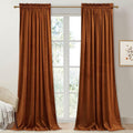 StangH Burnt Orange Curtains Velvet - 108 inches Extra Long Terracotta Living Room Thermal Insulated Energy Saving Blackout Door Drapes for Dining Room/Bedroom, W52 x L108, 2 Panels