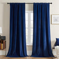 Joydeco Blue Velvet Curtains 96 inch Length 2 Panels Burg Set, 95 Curtains Luxury Rod Pocket Thermal Insulated Window Blackout Curtain, Room Darkening Drapes for Living Dining Room Bedroom Privacy
