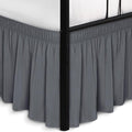 Biscaynebay Wrap Around Bed Skirts with Split Corners for King Beds 18" Drop, Dark Grey Adjustable Elastic Dust Ruffles Easy Fit Wrinkle Resistant Silky Luxurious Fabric Machine Washable
