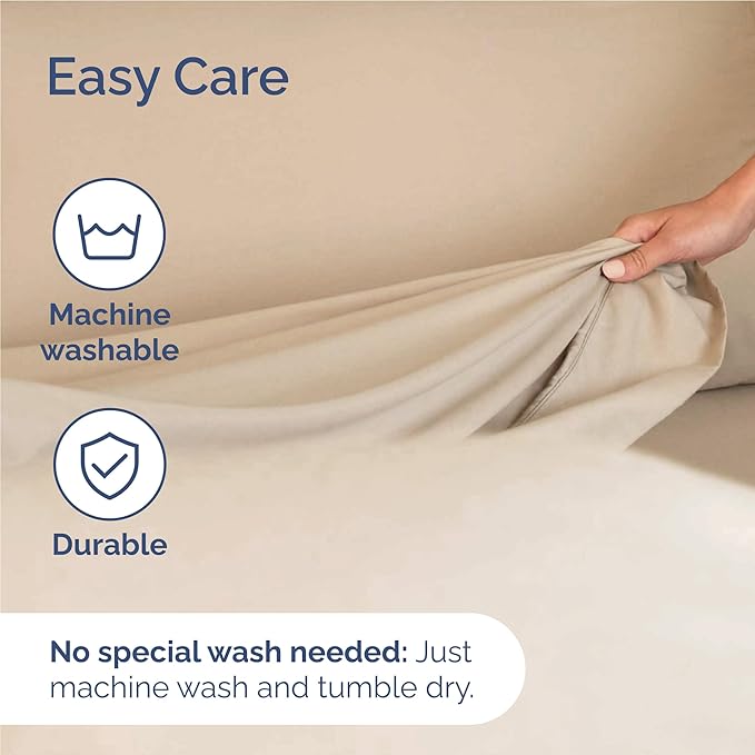 Full 6 Piece Sheet Set - Cooling, Comfy & Breathable - Hotel Luxury Bedding, Includes Fitted Sheet for Women, Men, Kids and Teens - 1 Flat, 1 Fitted Sheet, 4 Pillowcases with Deep Pockets - Cream