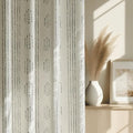100% Boho Blackout Curtains 96 Inches Long for Bedroom, Grey on Beige Patterned Bohemian Curtains for Living Room, Geometric Striped Thermal Insulated Window Drapes Gromment Top 2 Panels
