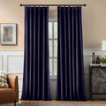 Pinch Pleated 100% Blackout Curtains for Bedroom, Navy Blue Velvet Curtains for Living Room, Black Out Curtain 84 inch Long Room Darkening, Blackout Pinch Pleat Drapes with Hooks 2 Panels
