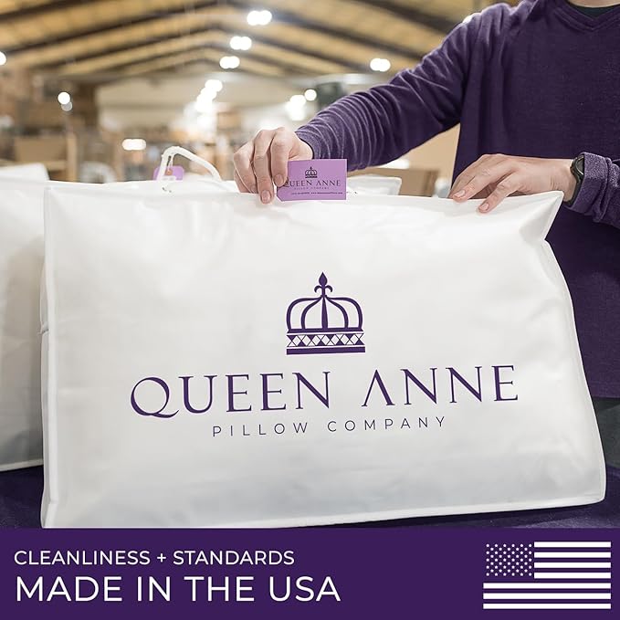 Queen Anne Hotel Collection Pillows – Luxury Down Alternative Bed Pillows (2-Pack, King Soft) – Ultimate Comfort, Hypoallergenic, Made in The USA