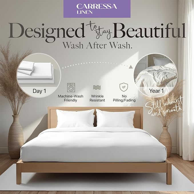 Carressa Linen 100% Egyptian Cotton King Size Sheets Set - 600 Thread Count Egyptian Cotton Queen Sheets King Size (4 PC, Navy Blue), Soft, Cooling, 16" Deep Pocket Sateen Weave Luxury Hotel Bed Sheet
