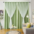 Star Curtains Double Layer Blackout Curtains for Bedroom Kids Curtains 63 Inches Long 2 Panels Set, Green 42 X 63 Inches
