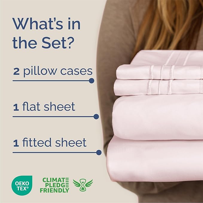 Queen Size 4 Piece Sheet Set - Comfy Breathable & Cooling Bed Sheets Set - Hotel Luxury Bedding for Women, Men, Kids, Teens, Boys & Girls - Deep Pockets, Soft, Wrinkle Free - Oeko-Tex - Lavender Pink