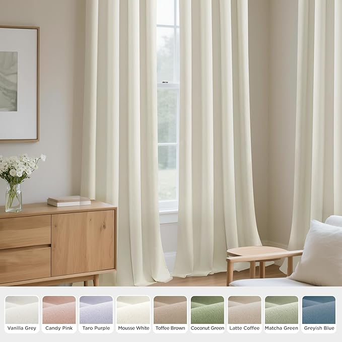 Joydeco White Velvet Curtains 84 Inches 2 Panels, Luxury Thermal Insulated Soft White Curtains for Bedroom & Living Room, Room Darkening Velvet Drapes, Rod Pocket (52W x 84L)