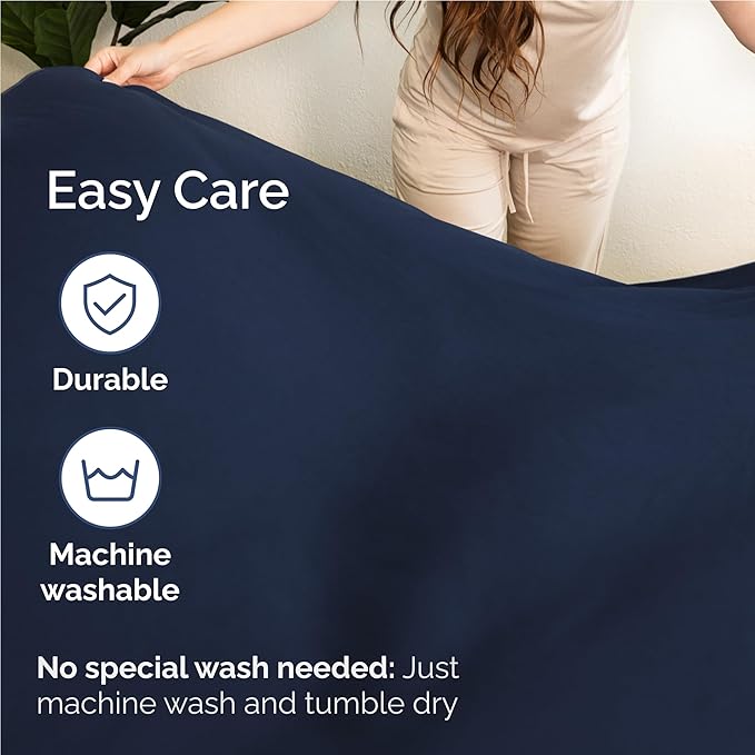 Full 6 Piece Sheet Set - Cooling, Comfy & Breathable - Hotel Luxury Bedding, Includes Fitted Sheet for Women, Men, Kids & Teens - 1 Flat, 1 Fitted Sheet, 4 Pillowcases with Deep Pockets - Navy Blue