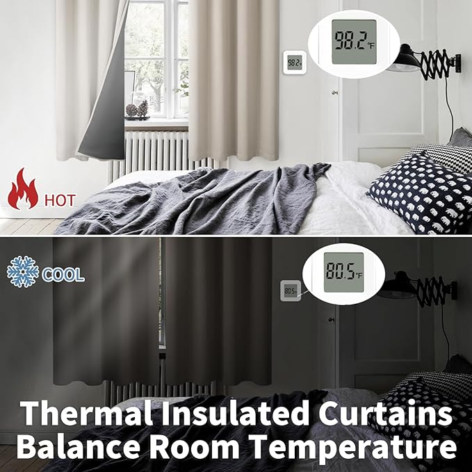 BGment Thermal Insulated 100% Blackout Curtains for Bedroom with Black Liner, Double Layer Full Room Darkening Noise Reducing Grommet Curtain (42 x 84 Inch, Cashmere, 2 Panels)