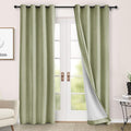 Macochico 100% Blackout Curtains Luxury Chenille Curtains for Living Room Thermal Blackout Curtains for Bedroom Hotel Banquet Classic Decor Green Tint Curtains with Tieback 72" Wx96 L Grommet 1 Panel