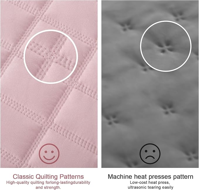 KASENTEX Queen XL Quilt Set 98"x98" – Soft Washed 3-Layer Lightweight Bedspread, Minimalist Nordic Design, All-Season Spring & Summer Quilt Set (1 Quilt + 2 Pillow Shams), Blush Pink