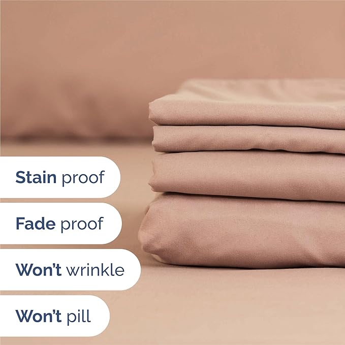 King 6 Piece Sheet Set - Cooling, Comfy & Breathable - Hotel Luxury Bedding, Includes Fitted Sheet for Women, Men, Kids and Teens - 1 Flat, 1 Fitted Sheet, 4 Pillowcases with Deep Pockets - Mauve