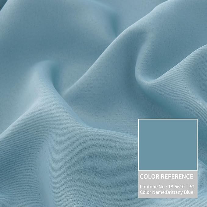 BGment Thermal Insulated 100% Blackout Curtains for Bedroom with Black Liner, Double Layer Full Room Darkening Noise Reducing Grommet Curtain (52 x 90 Inch, Greyish Blue, 2 Panels)