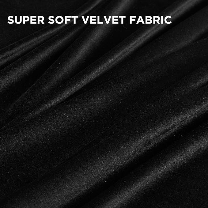 Joydeco Black Velvet Curtains 72 Inches Long, Luxury Grommet Blackout Curtain 2 Panels, Thermal Insulated Privacy Room Darkening Window Drapes for Bedroom Living Room Home Theatre (52Wx72L)