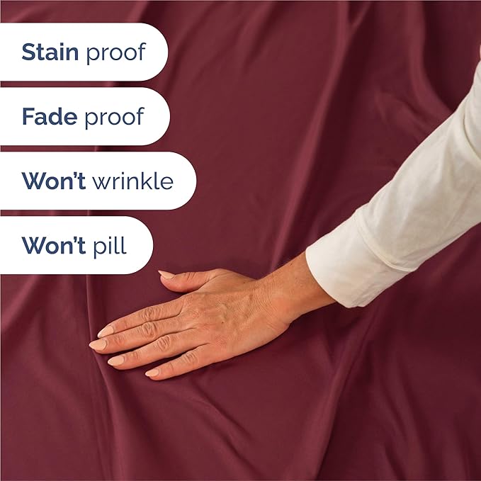 Split King 7 Piece Sheet Set - Cooling & Breathable - Hotel Luxury Bedding, Includes Fitted Sheets for Women, Men, Kids & Teens - 1 Flat, 2 Fitted Sheets, 4 Pillowcases with Deep Pockets - Burgundy