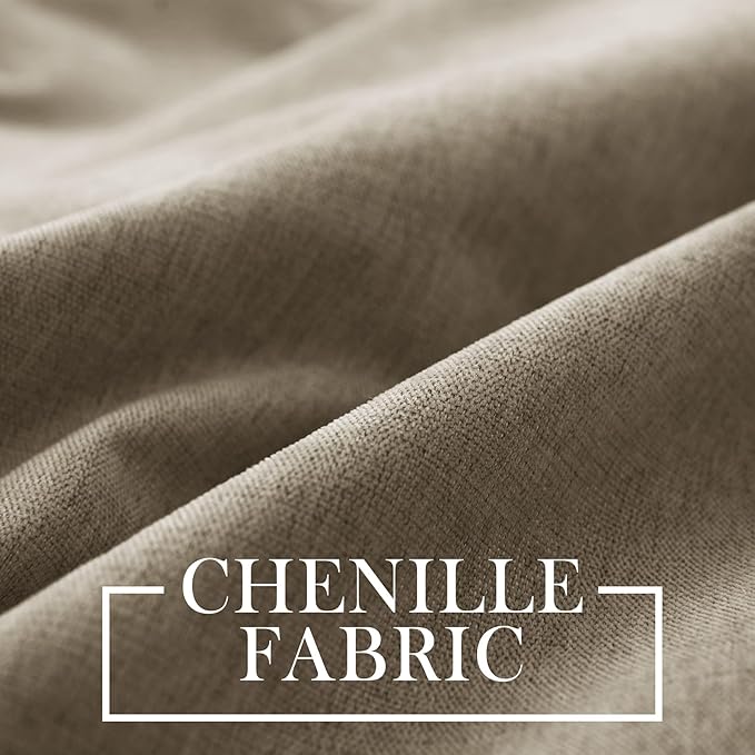 Macochico 100% Blackout Chenille Curtains for Sliding Door Thermal Insulated Noise Reducing Drapery for Living Room Bedroom Hotel, Grommet Curtains with Tieback, Palm, 120" Wx96 L 1 Panel