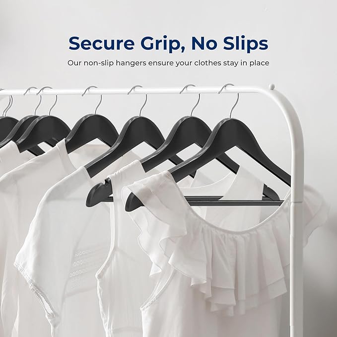 SereneLife 80 Pack Wooden Coat Hangers – Durable Suit Hangers with 360° Swivel Hook & Notches – Slim Design for Shirts, Jackets, Dresses, and More