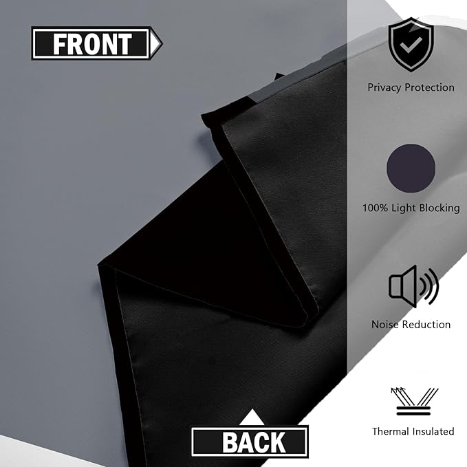 Black Grey 100% Blackout Curtains for Bedroom 84 inch Long 2 Panels Set White Gray Modern Abstract Geometric Black Out Curtains Insulated Room Darkening Window Drapes for Living Room, 52Wx84L