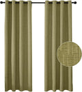 Jacquard Linen Curtains 63 inch Length 2 Panels Thick Faux Linen Blended Window Drapes Burlap Textured Curtains with Grommet for Living Room Bedroom Farmhouse (42x63 Olive Green) Natural