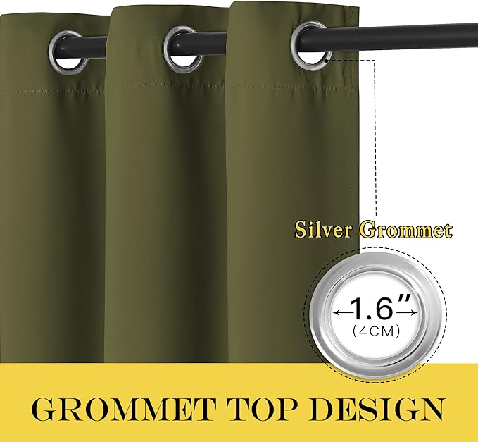 NICETOWN Patio Door Curtain Sound Blocking, Bedroom Privacy Room Divider Curtain, Thermal Insulated Blackout Closet Sliding Door Shade (1 Panel, 100" Wide x 120" Long, Olive Green)
