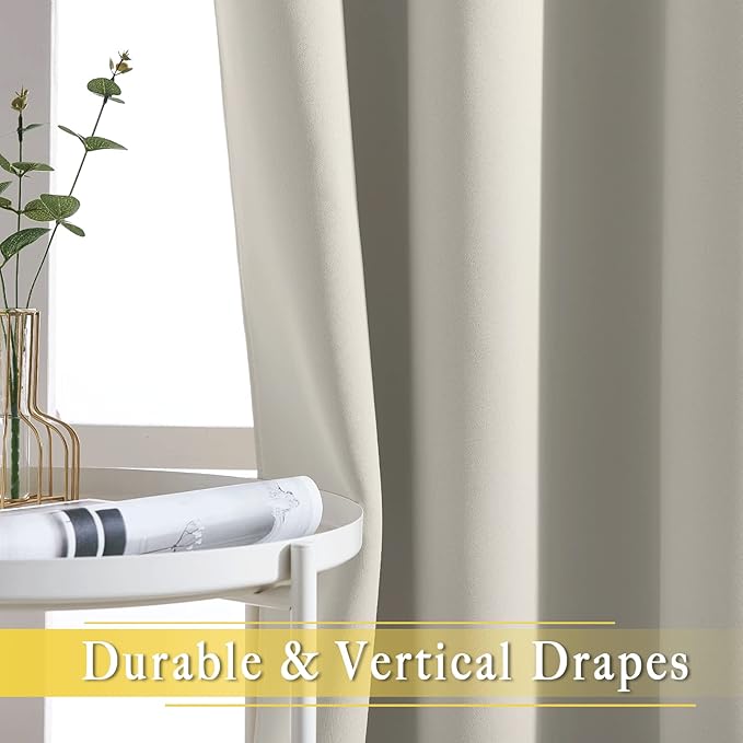 NICETOWN Room Divider Curtain 132 Inches Long, Wide Blackout Sliding Door Curtain for Bedroom, Room Darkening Privacy Window Curtain for Patio Door (1 Panel Set, Natural, 80 x 132 Inch)