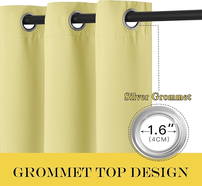 NICETOWN Blackout Curtains & Drapes - Privacy Thermal Efficiency Backdrop Curtains for Bedroom Room Divider Living Room Patio Sliding Glass Door, Wide 80 x Long 144 inch, Paler Yellow, 1 Panel