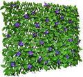 Sumery Expandable Fence Privacy Screen for Balcony Patio Outdoor,Decorative Faux Ivy Fencing Panel,Artificial Hedges (Single Sided Leaves) (4, Green Flowers)