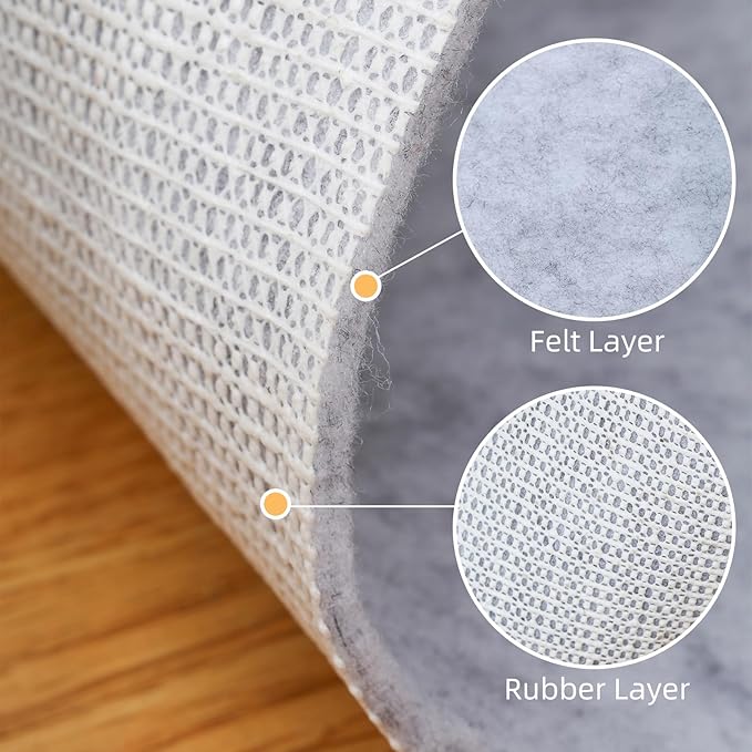 Non Slip Rug Pad, Natural Rubber Backing Rug Pads 1/4” Thick, Felt Rug Gripper Pad, Non Slip Under Carpet Mat, Under Rug Cushion for Hardwood Floors, Carpet Runners (4x6FT)