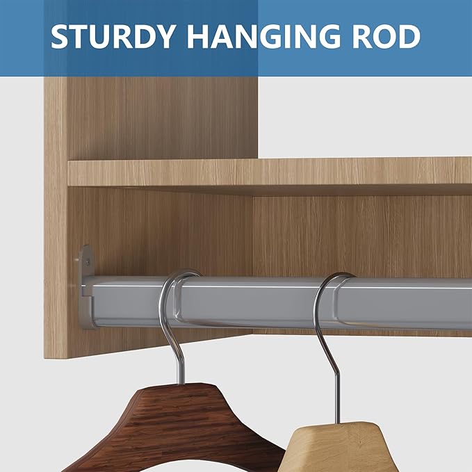 Medium Double Hanging Closet Unit, Modular Closet System, Wood Closet System Organizer with Storage for Walk In Closets, Clothing Rack Closet for Hanging Clothes, Bedroom, 28.5"W