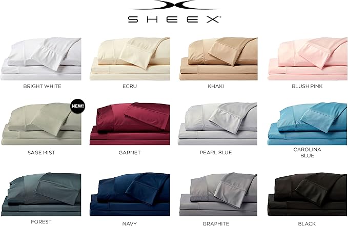 SHEEX - Original Performance Sheets Set (Full) Ecru - Cooling Sheets - Moisture Wicking - 1 Flat Cooling Sheet, 1 Fitted Cooling Sheet, 2 Pillow Covers - Wrinkle Free - Sleep Aid