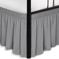 Biscaynebay Wrap Around Bed Skirts with Split Corners for King Beds 12" Drop, Silver Grey Adjustable Elastic Dust Ruffles Easy Fit Wrinkle & Fade Resistant Silky Luxurious Fabric Machine Washable