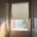 HESTIA No Drill Cordless Blackout Roller Shades Screwless Waterproof Shower Window Blinds, Auto-Retraction Easy Install Blind for Bathroom/Kitchen/Office/Exterior, Cream, 35" W x 54" H