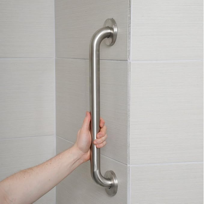 Amazon Basics Bathroom Handicap Safety Grab Bar, 36 Inch Length, 1.25 Inch Diameter, Holds up to 500LBs, ADA Compliant, Stainless Steel
