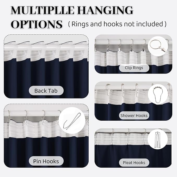 Soundproof 100% Blackout Curtains 96 inches, 3 Layers Thermal Insulated Back Tab Drapes for Door Window Nursery Divider Living Room, with Pin Hooks Navy Blue 50x96 Inch 1 Panel