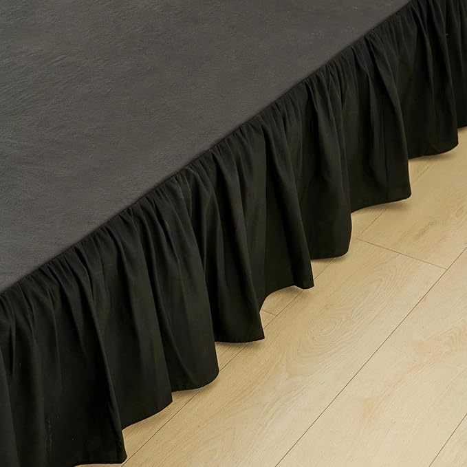 Bed Skirt King Size Ruffled Bed Skirt with Split Corners, Black Bed Skirts 12 Inch Drop, King Size Bed Skirting with Platform, 12'' King