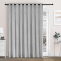 Macochico 100% Blackout Chenille Curtains for Sliding Door Thermal Insulated Noise Reducing Drapery for Living Room Bedroom Hotel, Grommet Curtains with Tieback, Apricot Grey, 120" Wx96 L 1 Panel