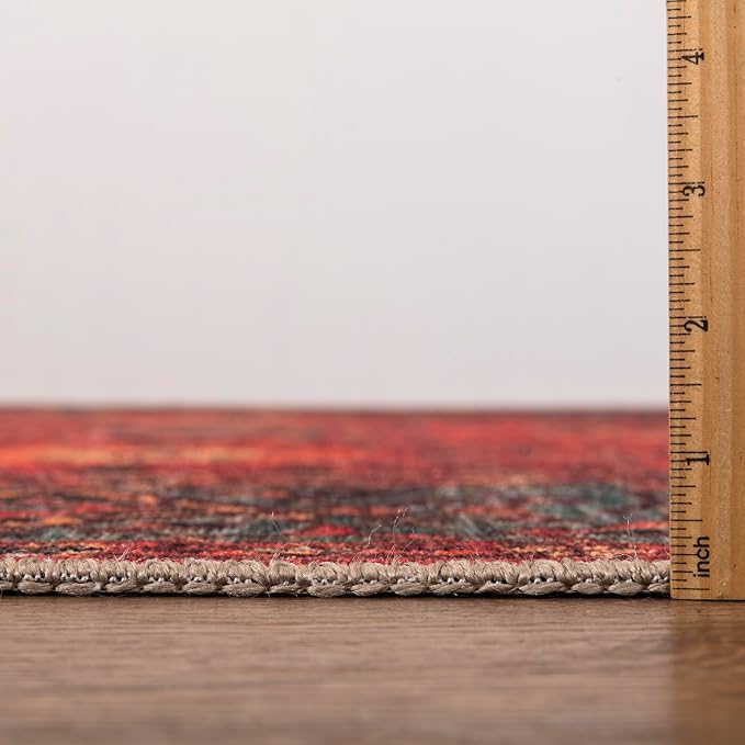 Keen Home Design 4x6 Rug - Machine Washable Area Rug with Non-Slip Backing, Ideal for Living Room, Dining Room, Bedroom - Vintage, Easy Clean, Durable, Low Pile Rug - (4' x 6')