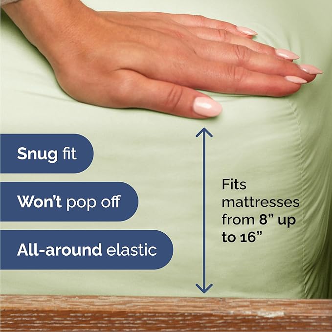 Cal King 6 Piece Sheet Set - Cooling & Breathable - Hotel Luxury Bedding, Includes Fitted Sheet for Women, Men, Kids and Teens - 1 Flat, 1 Fitted Sheet, 4 Pillowcases with Deep Pockets - Light Sage